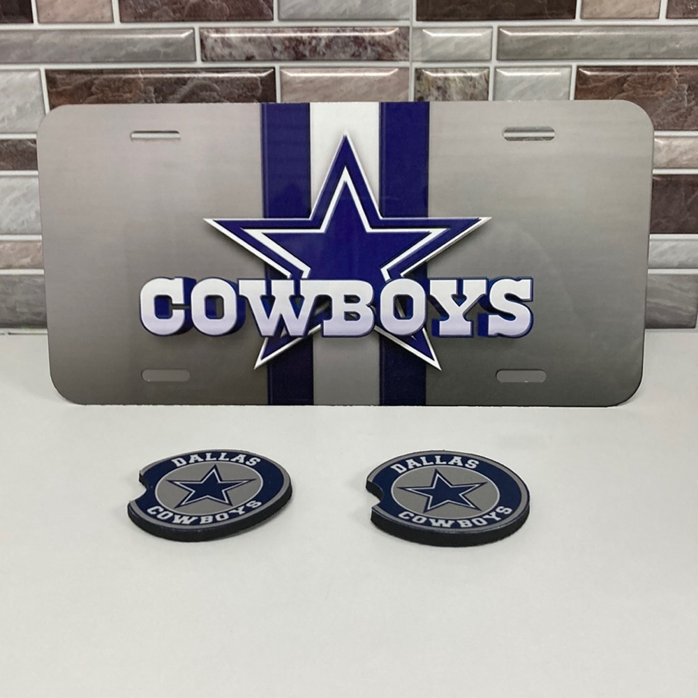 Dallas Cowboy’s License Plate With Cup Holder Inserts